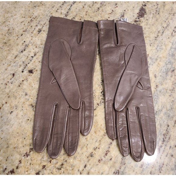 Vintage NEW Bloomingdales Size 7 Small 9" Brown Leather Gloves - Picture 2 of 8